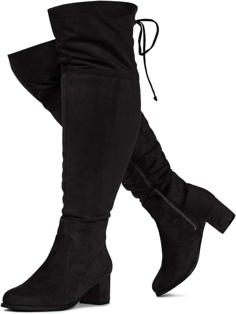 RF ROOM OF FASHION Women's Wide Calf Wide Width Block Heel Stretchy Over The Knee Boots - Plus Si... | Amazon (US)