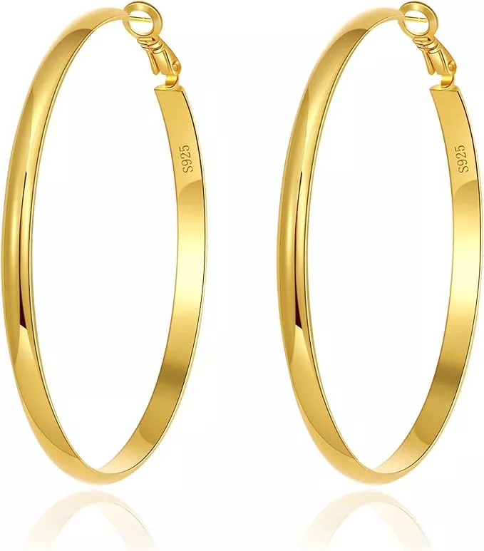 Doubnine Tube Hoop Earrings Gold Lightweight Large Earrings Women Fashion Jewelry