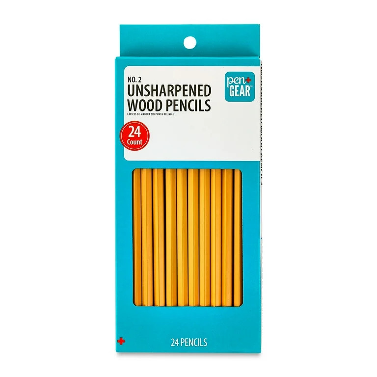 Pen+Gear #2 HB Unsharpened Wood Pencils, Yellow, 24 Count - Walmart.com | Walmart (US)