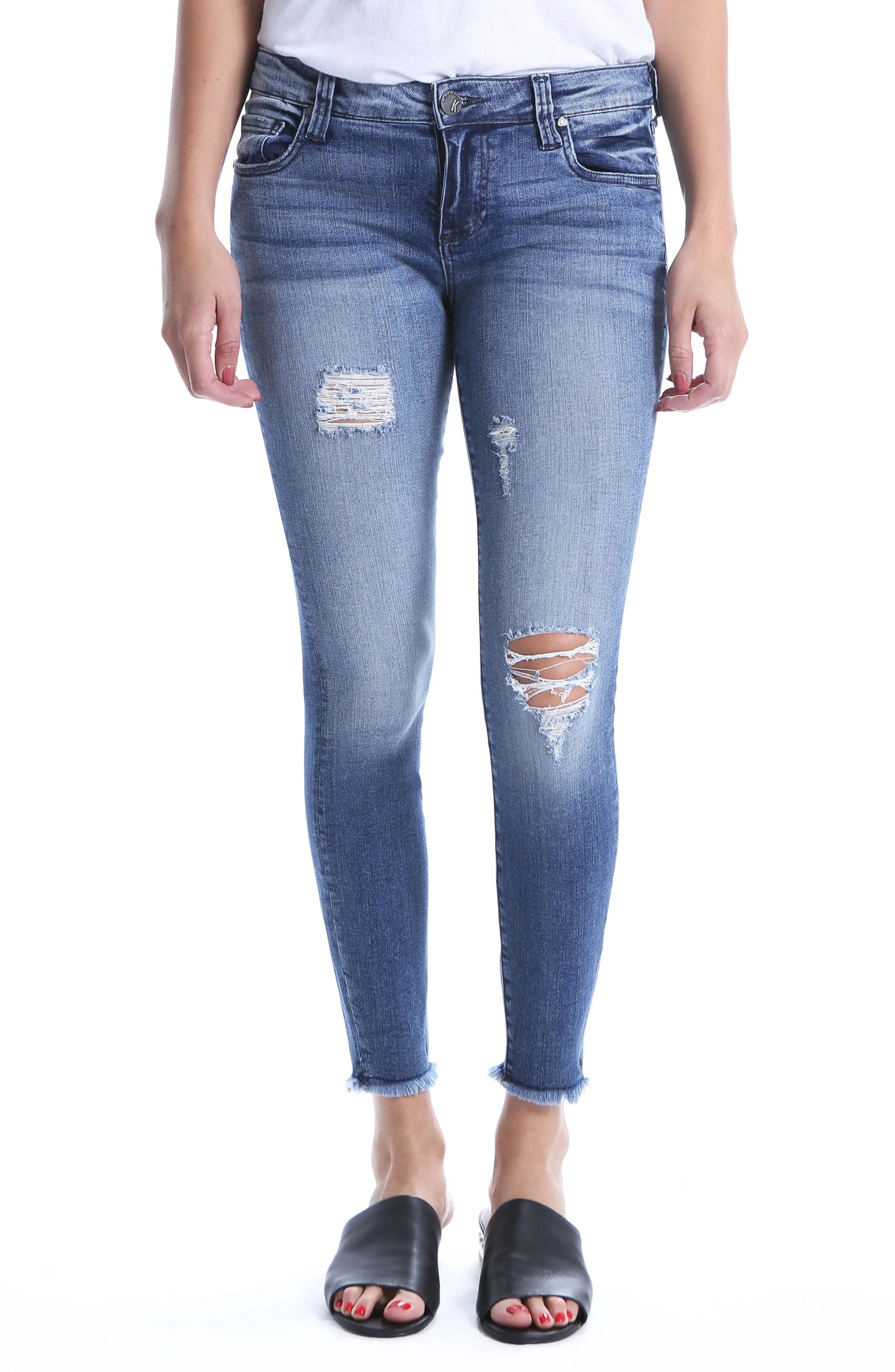 KUT from the Kloth Connie Ripped Distressed Frayed Hem Jeans (Galvanized) | Nordstrom