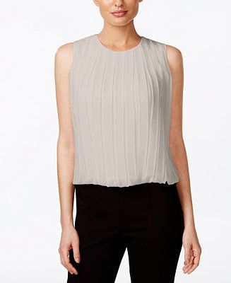 Calvin Klein Sleeveless Pleated Blouse & Reviews - Tops - Women - Macy's | Macys (US)