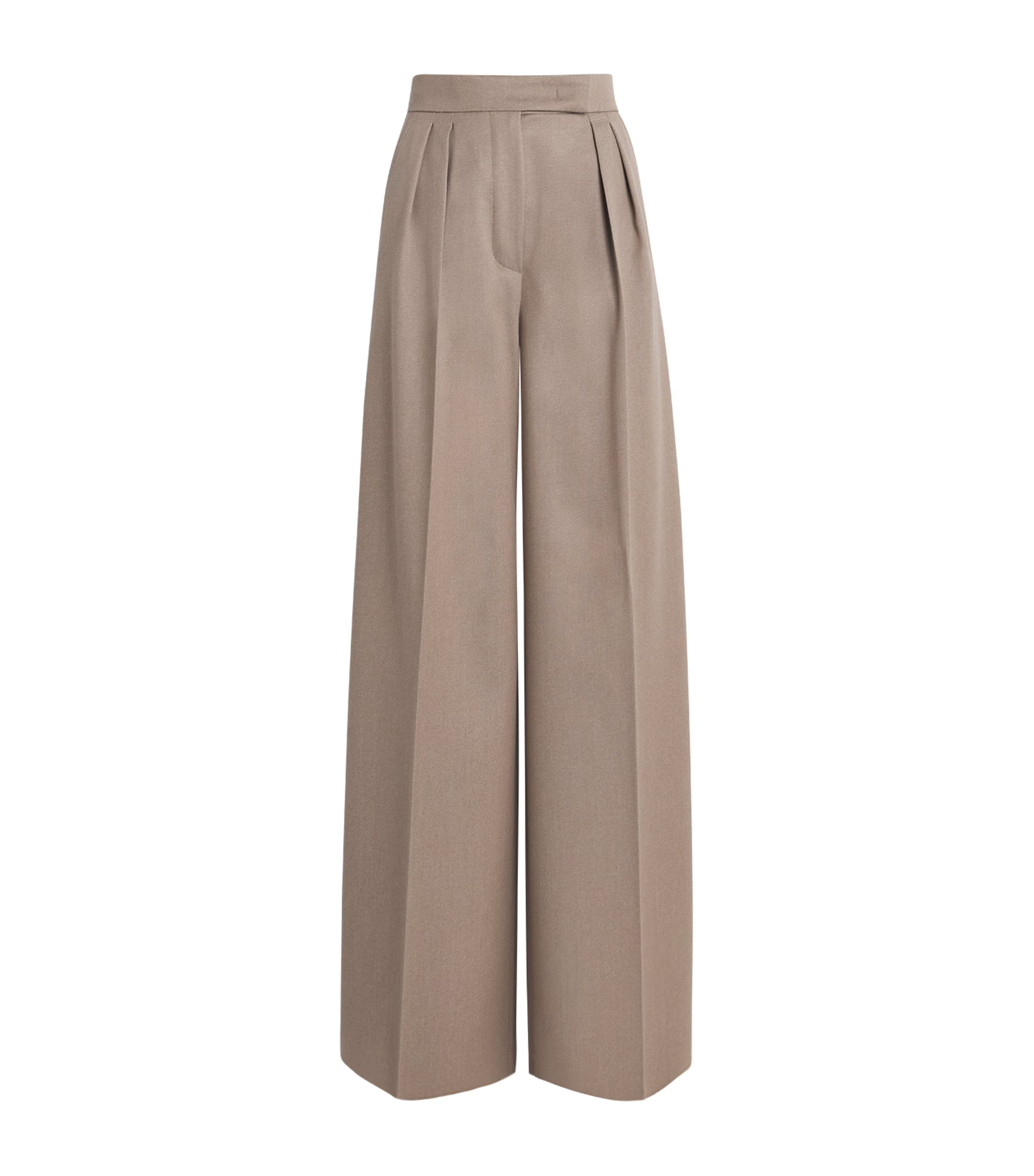 Beige Virgin Wool Wide-Leg Trousers | Harrods