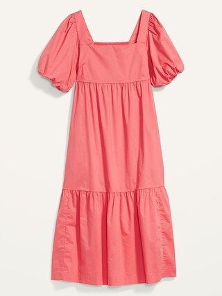 Fit & Flare Puff-Sleeve Cotton-Poplin Smocked All-Day Midi Dress for Women$32.00($32.00 - $38.00)... | Old Navy (US)