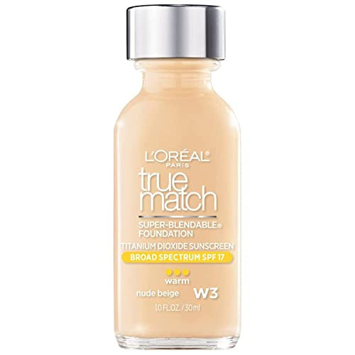 L'Oreal Paris Makeup True Match Super-Blendable Liquid Foundation, Nude Beige W3, 1 Fl Oz,1 Count | Amazon (US)
