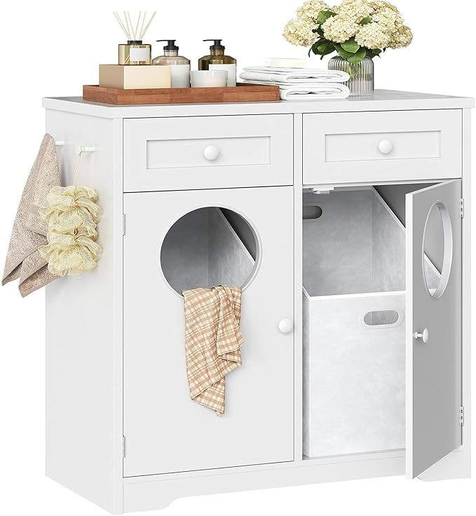 HOOBRO Double Laundry Hamper Cabinet, Hidden Laundry Cabinet with 2 Drawers & 2 Baskets, 20 Gallo... | Amazon (US)