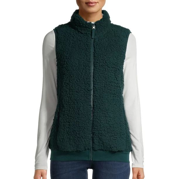 Time and Tru Women's & Women's Plus Size Plush Sherpa Vest | Walmart (US)