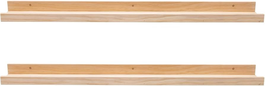 AZSKY Floating Shelves Wall Mounted Set of 2 Natural Wood Picture Shelves Wall Shelves for Bedroo... | Amazon (US)
