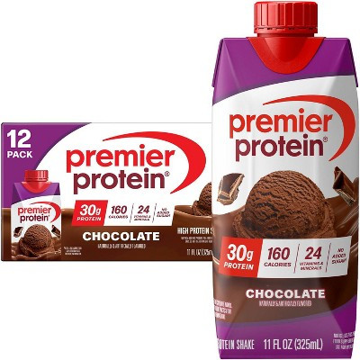 Premier Protein Nutritional Shake Chocolate Non-Caffeinated - 11 fl oz /12pk: Gluten-Free, Keto Certified, 30g Protein, Ready to Drink | Target