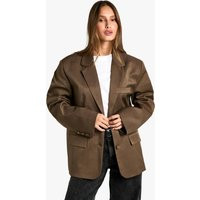 Womens Tailored Oversized Slouchy Blazer - Brown - 12 | boohoo (US & Canada)