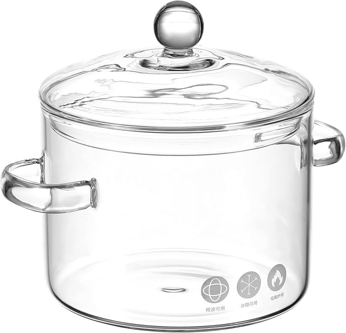 GANAZONO High Borosilicate Glass Stew Pot with Lid Clear Double-Handle Cooking Pot for Home Use P... | Amazon (US)