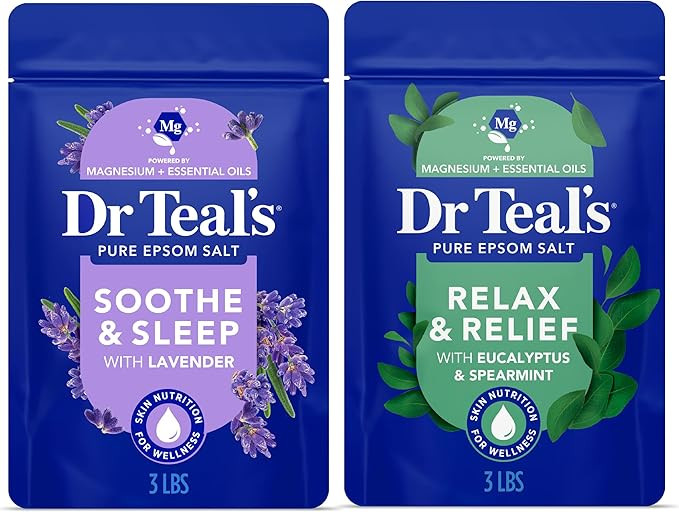 Dr Teal's Epsom Salt Magnesium Soak, Lavender & Eucalyptus Duo Bundle, 3 lbs (Pack of 2) | Amazon (US)