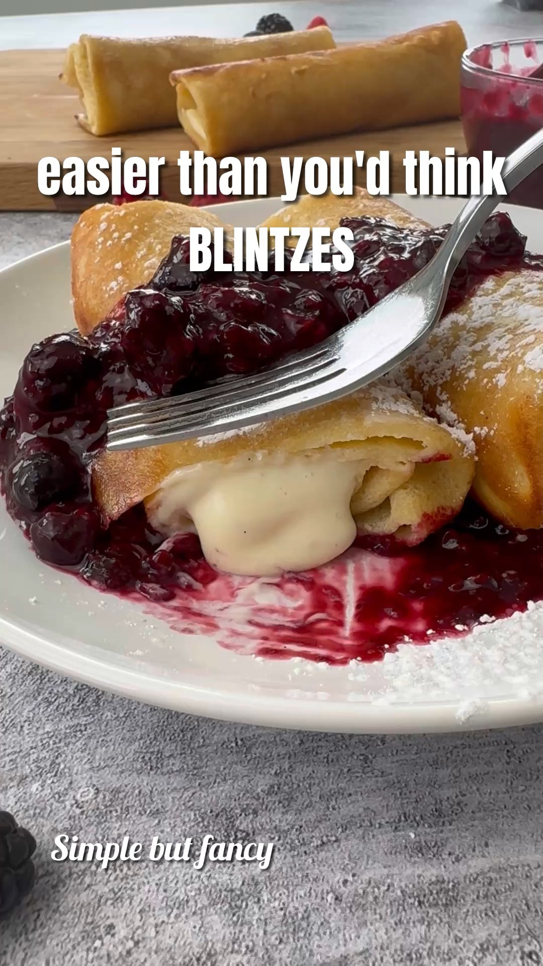 Cheese Blintzes - fell in love on my birthday! 🥞✨ Great breakfast restaurant - now everyone cheers when I make them! Thin crepe-like pancakes, sweet creamy cheese filling, pan fried twice for crispy outside! Berry sauce on top. Special breakfast or dessert! Shop my blender + ricotta cheese below! Recipe on my blog! #blintzes #birthday #cookedtwice #crispy 

#LTKmomlife #LTKfoodie #LTKdayinmylife