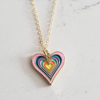 Heart Necklace - Enamel Rainbow Pride Pendant Love Gift For Her Gold Plated Charm Layering Them Lgbtqia | Etsy (US)