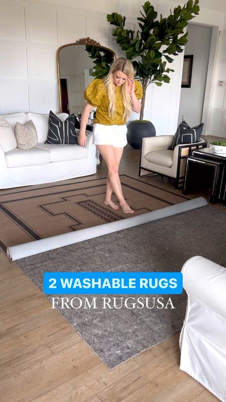 Help me choose between these two very different washable rugs from @rugs_usa! #ad #rugsusa #washablesbyrugsusa @rugs_usa has an entire collection of beautiful, washable rugs that are an additional20% off right now for the Memorial Day sale! There are so many gorgeous patterns and colors that look designer, but at an amazing price point! I have the premium rug pad under my rug! It holds the rug in place and keeps it nice and smooth! Pro tip: When you get your rug, let it relax for a couple of days or fast track by laying it out on your warm driveway for
a little bit!

Living room rug, washable rug, area rug, living room decor, home decor, bedroom rug, entryway rug, runner 

#LTKhome #LTKsalealert #LTKFind