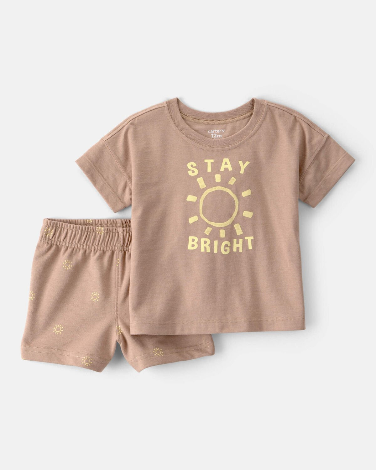 Baby Boy 2-Piece 'Stay Bright' Top & Short Set - Brown | Carter's | Carter's Inc