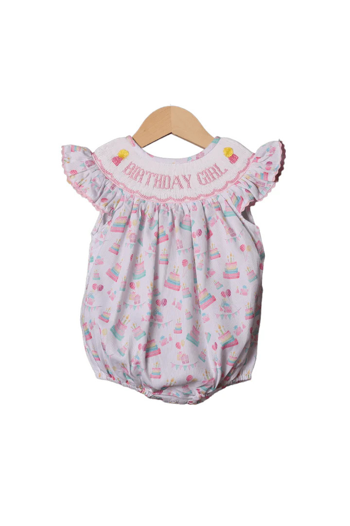 Smocked Birthday Party Girl Bishop Bubble | The Smocked Flamingo