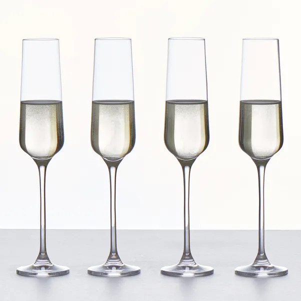 Set of 4 Connoisseur Crystal Glass Champagne Flute Glasses | Dunelm