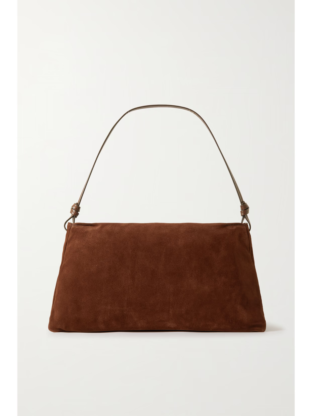 STAUD - Wally Leather-trimmed Suede Shoulder Bag - Brown | NET-A-PORTER (US)