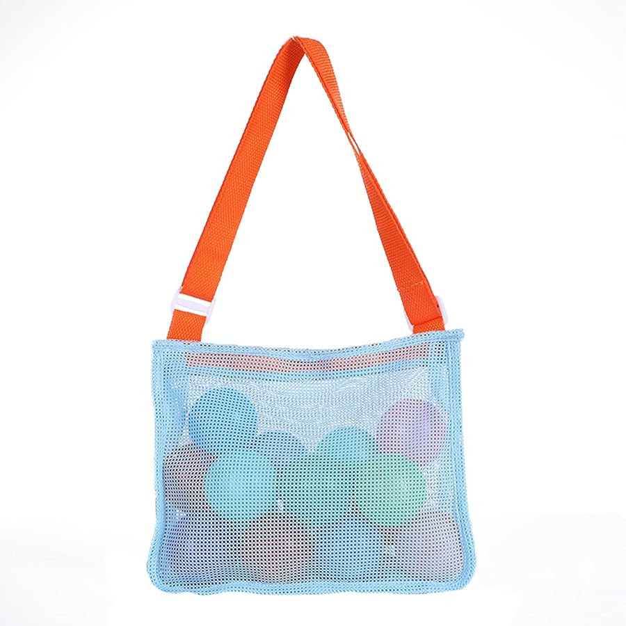 UTTPLL Colorful Mesh Beach Bag Adjustable Kids Quick Dry Net Tote for Seashell Collecting Sand To... | Amazon (US)