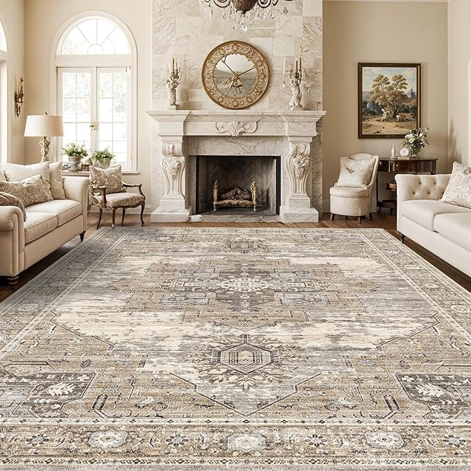 RUUGME Living Room 10x14 Area Rugs - Washable Lightweight Area Rug Stain Resistant Carpet Vintage... | Amazon (US)