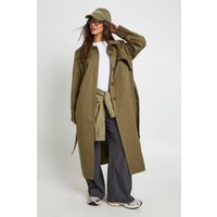 boohoo Women's Oversized Belted Trench Coat in Khaki | Size: 8 | Cotton | boohoo (US & Canada)