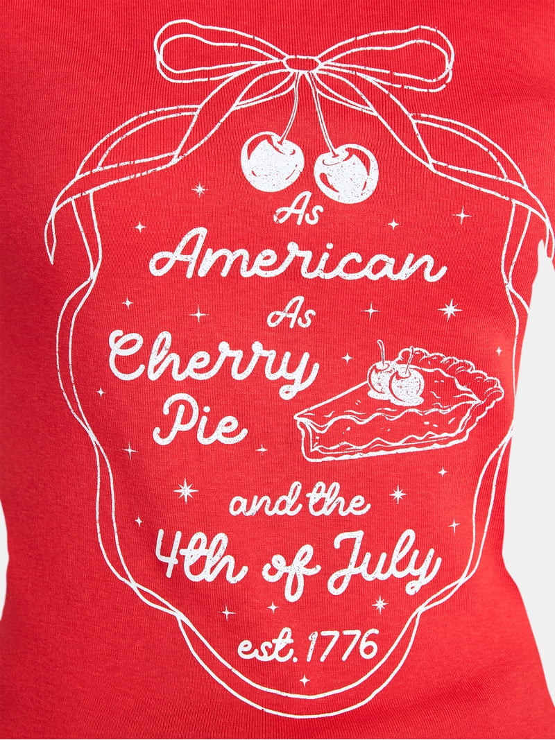 LICENSE(4.7)|3 Social Edition Women's American Cherry Pie Graphic Tee with Short Sleeves, Sizes X... | Walmart (US)