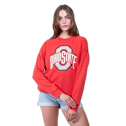 Ultra Game Women's NCAA Official Extra Soft Fleece Distressed Oversized Pullover Sweatshirt, Ohio State University, Team Color, Small | Amazon (US)