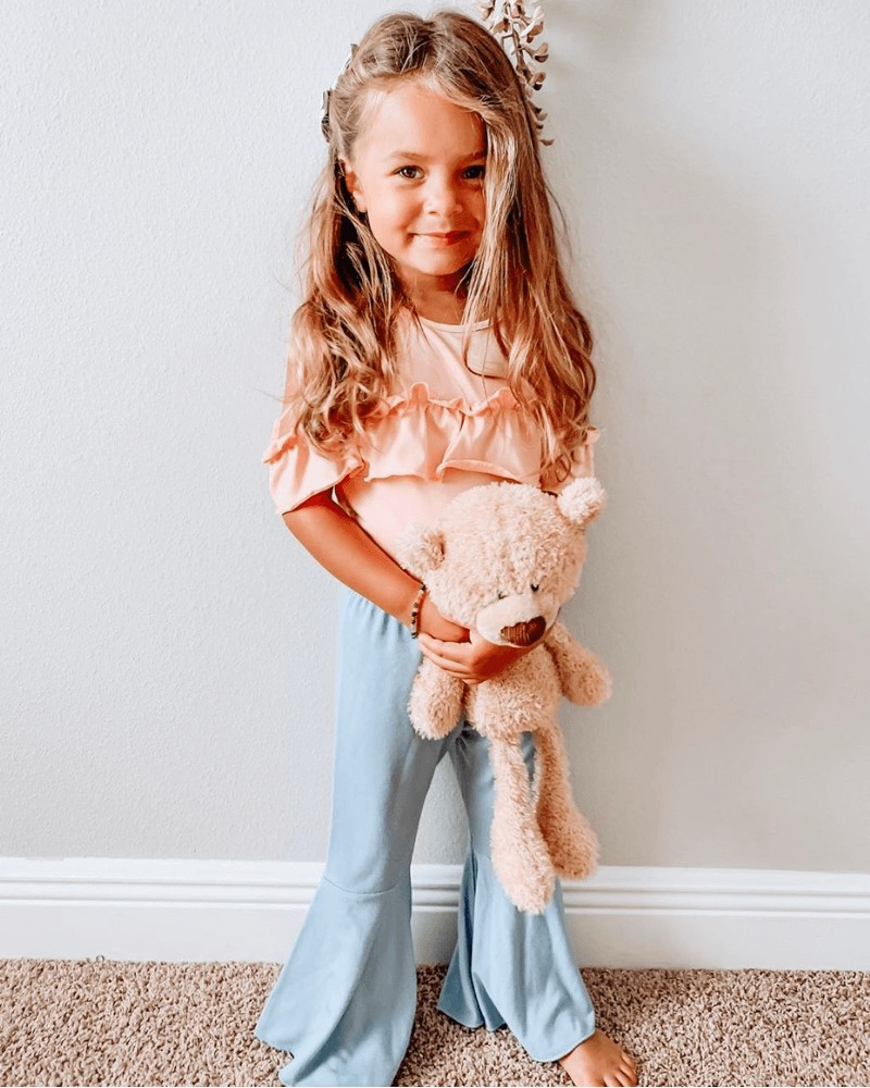 Lina Pleated Bell Bottoms - Light Denim | Bailey's Blossoms