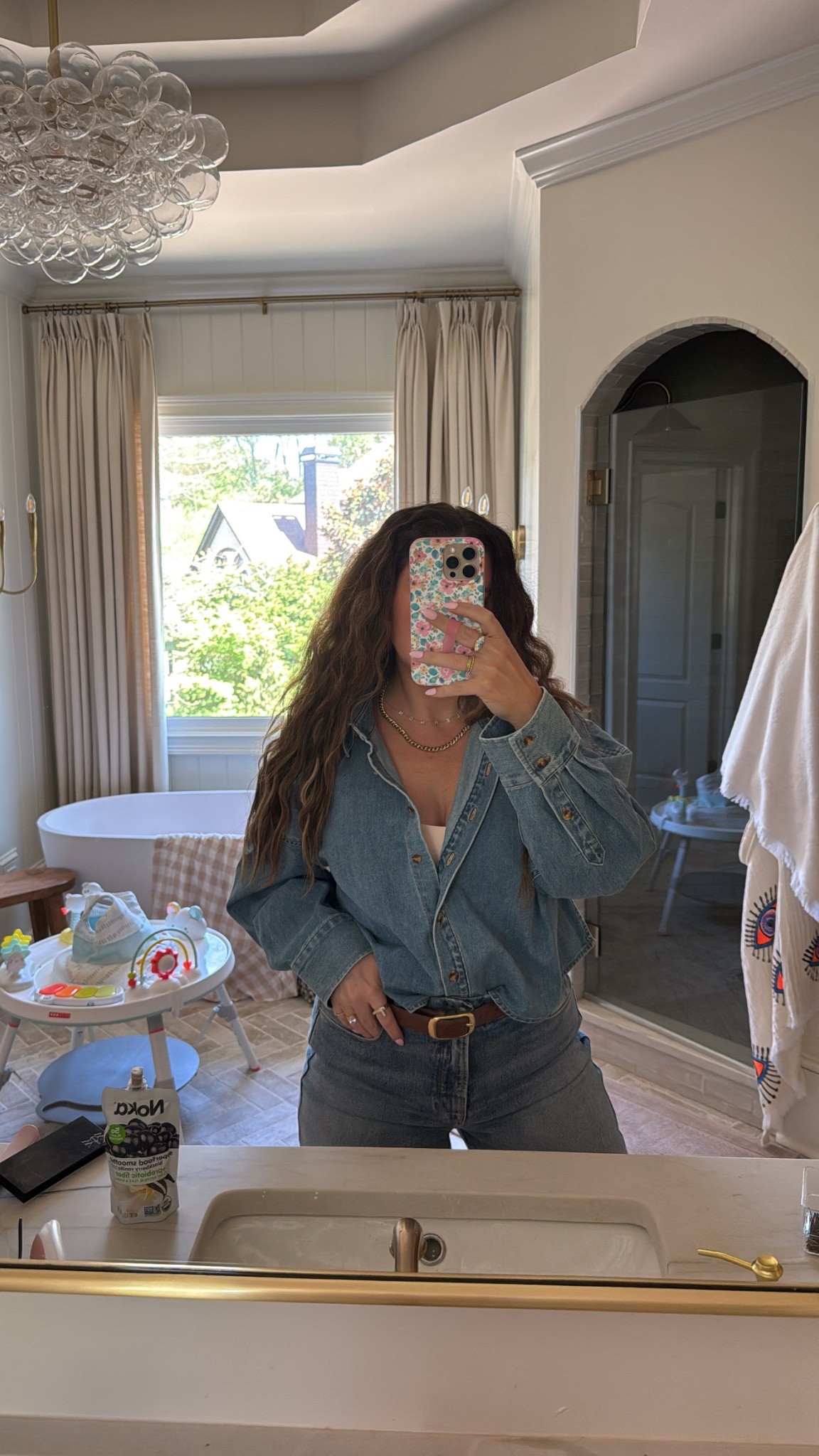 Favorite daughter denim shirt - large 
Jeans - 8
Double denim outfit 

#LTKStyleTip #LTKFestival #LTKSeasonal