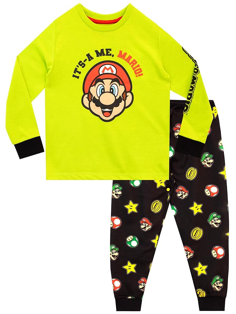 Super Mario Pajamas | Luigi Pajama Set | Gaming Long Sleeve Boys Pajamas | Boys PJs | Sizes 4 To ... | Amazon (US)
