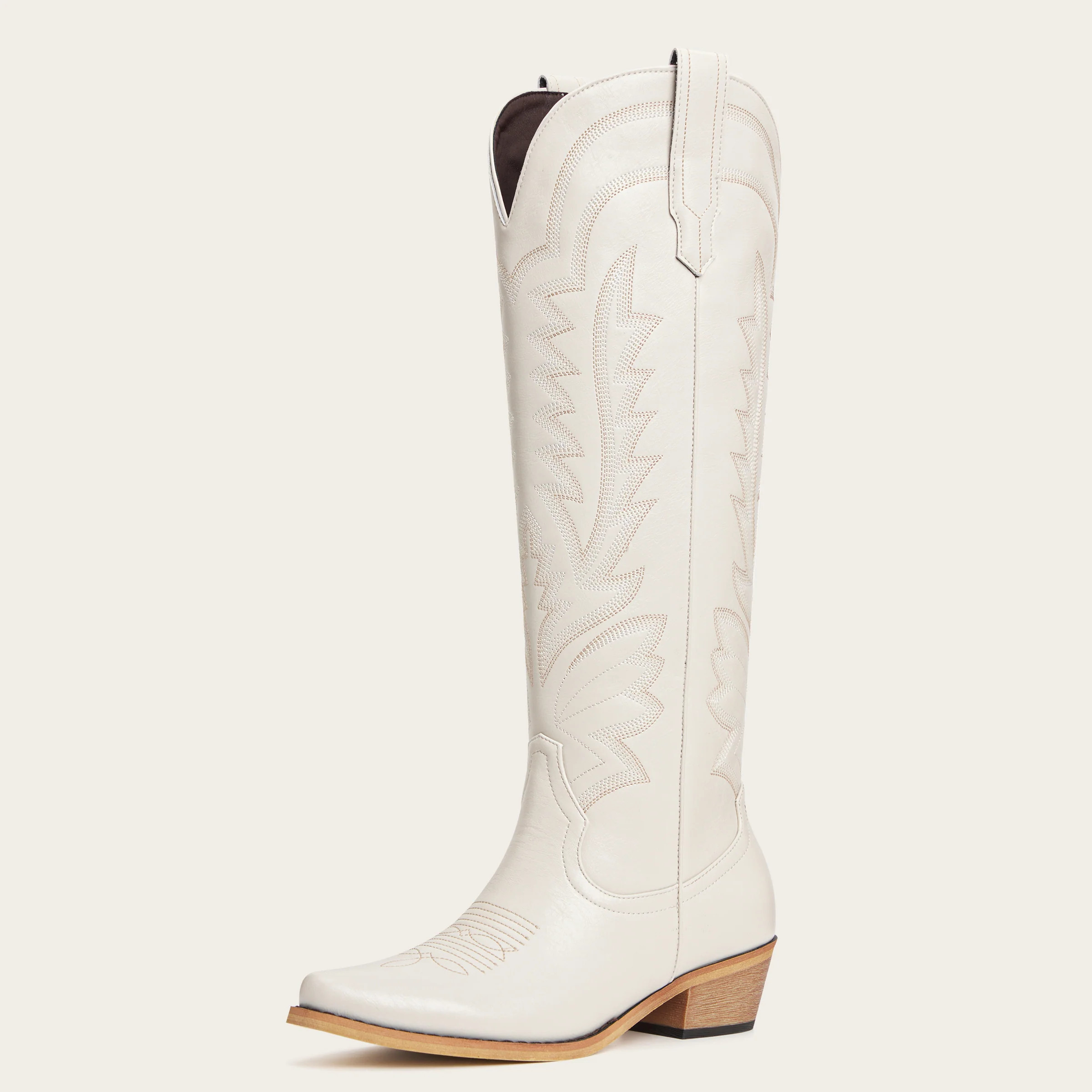 The Laurey - Ivory Embroidered Cowgirl Boots with Classic Western Flair - Ivory / US 9.5 | REDTOP