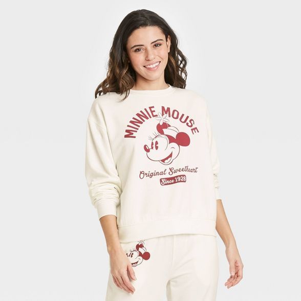 Women's Vintage Minnie Mouse Graphic Sweatshirt - Off-White | Target