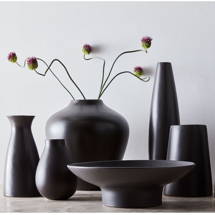 Pure Black Matte Ceramic Vases | West Elm (US)