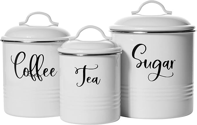 Home Acre Designs Kitchen Canisters Set of 3 - Airtight Tea, Sugar & Coffee Containers - Rustic F... | Amazon (US)