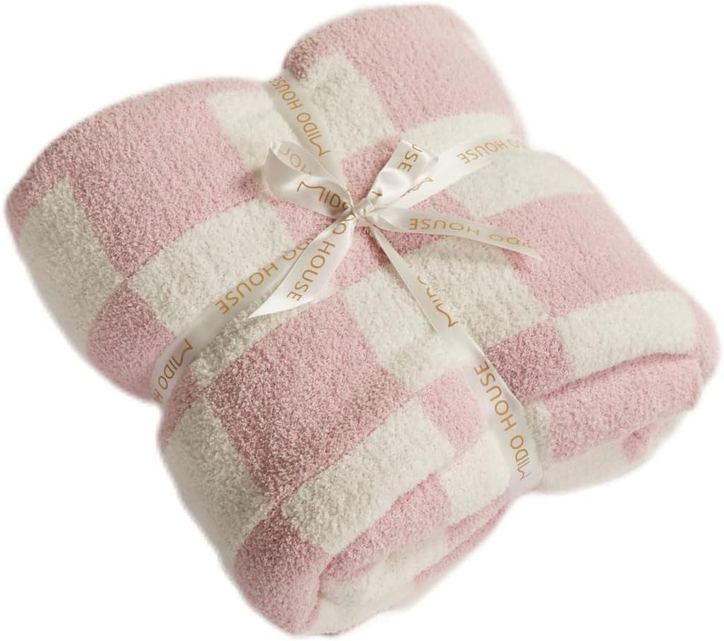MIDO HOUSE Microfiber Throw Blanket Ultra-Soft Fuzzy Bed Blanket Reversible Knitted Checkerboard ... | Amazon (US)