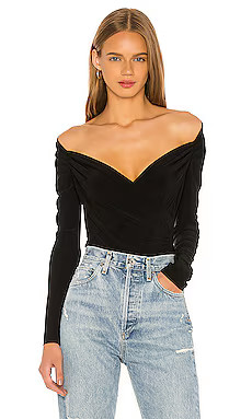 Norma Kamali Long Sleeve Sweetheart Blouse in Black from Revolve.com | Revolve Clothing (Global)