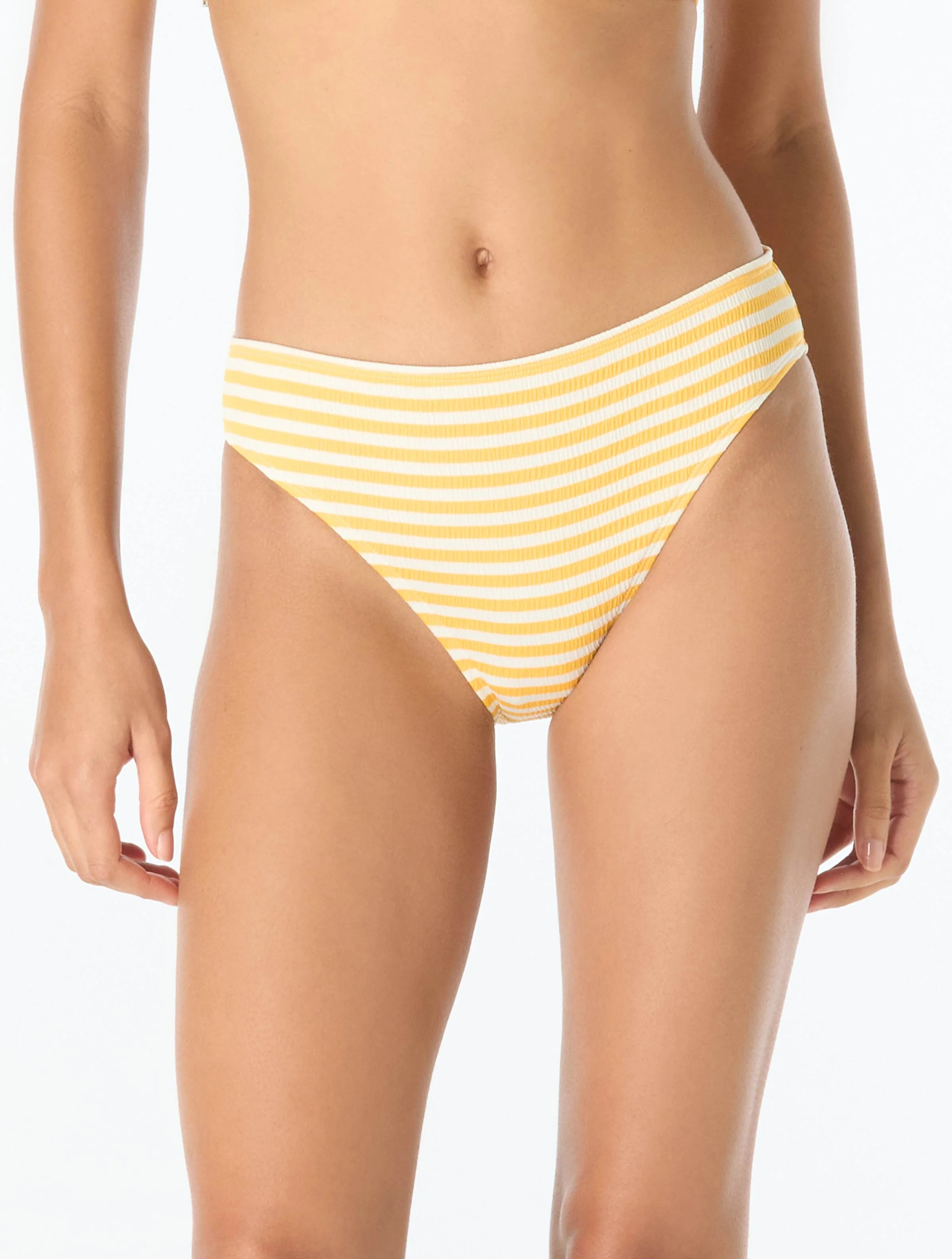 Michael Kors High Leg Textured Bikini Bottom - St Tropez Stripe | Beach2Ocean