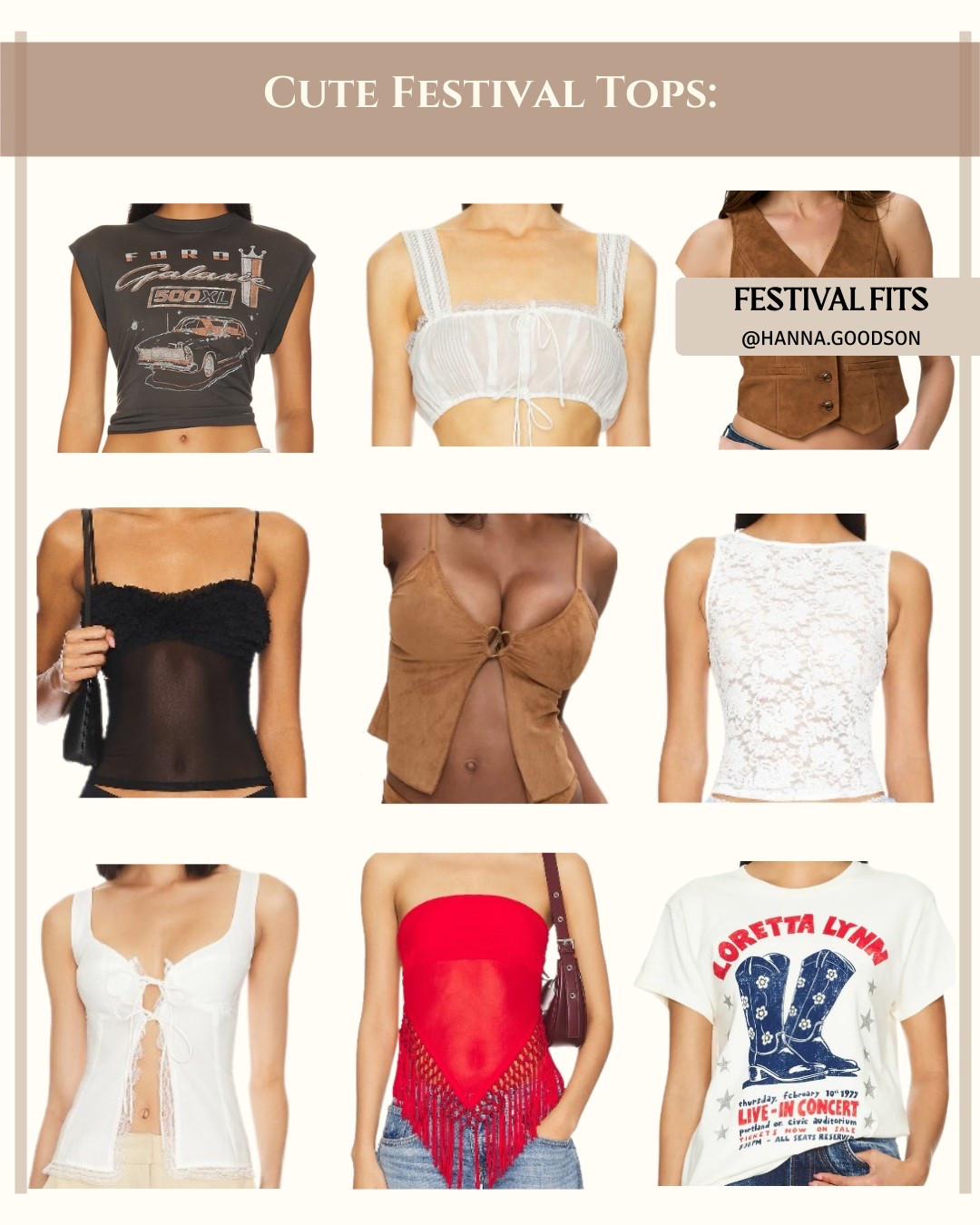 FESTIVAL TOP EDIT 🌸 | Cute & Comfortable Picks for Coachella, Stagecoach & Summer.

Upgrade your festival vibe with these must-have tops. 

Mix and match with denim, skirts, or cargo pants. Shop all linked styles via my LTK—lightweight, playful, and made to move! Tap the link in bio under “Festival Tops” and save this post for outfit inspo.  

#ShopLTK #FestivalTops #CoachellaStyle #Western #BohoChic #FestivalOOTD

#LTKFestival #LTKStyleTip #LTKFindsUnder100