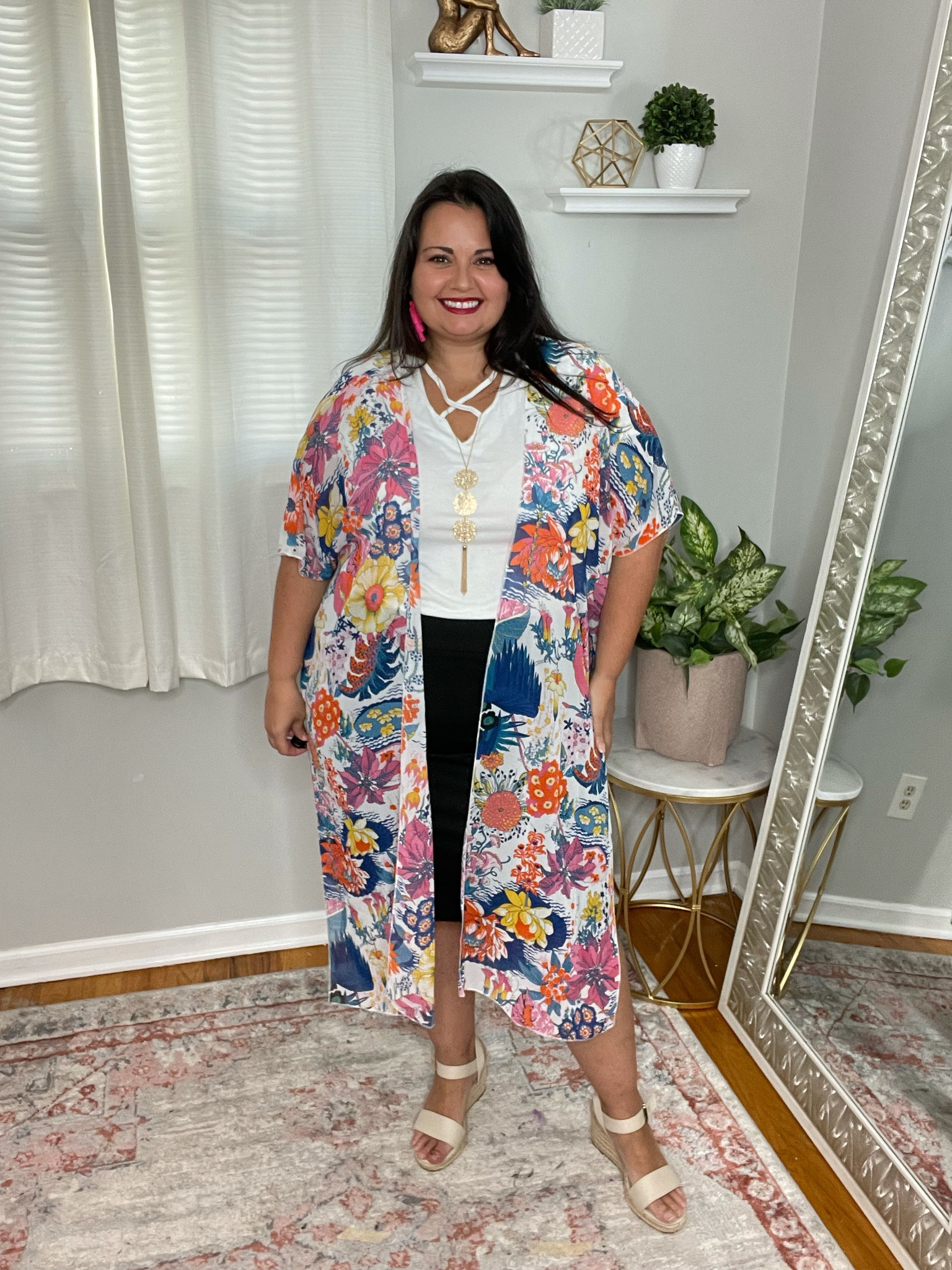 This sheer floral long kimono from Amazon elevated any outfit! I’m wearing a size XL

#LTKcurves #LTKworkwear #LTKstyletip