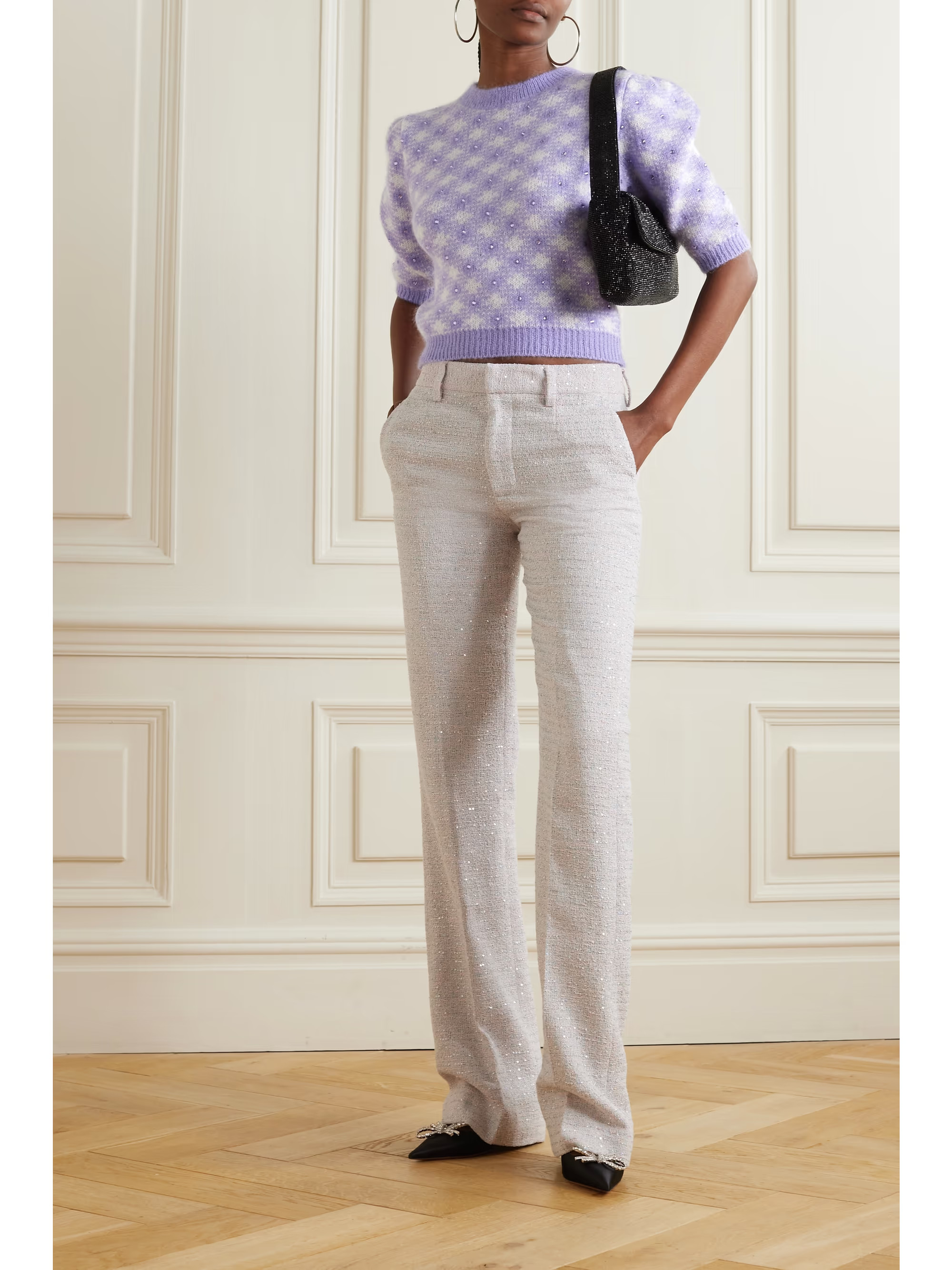 Pull en mohair mélangé à carreaux et à cristaux | NET-A-PORTER (UK & EU)