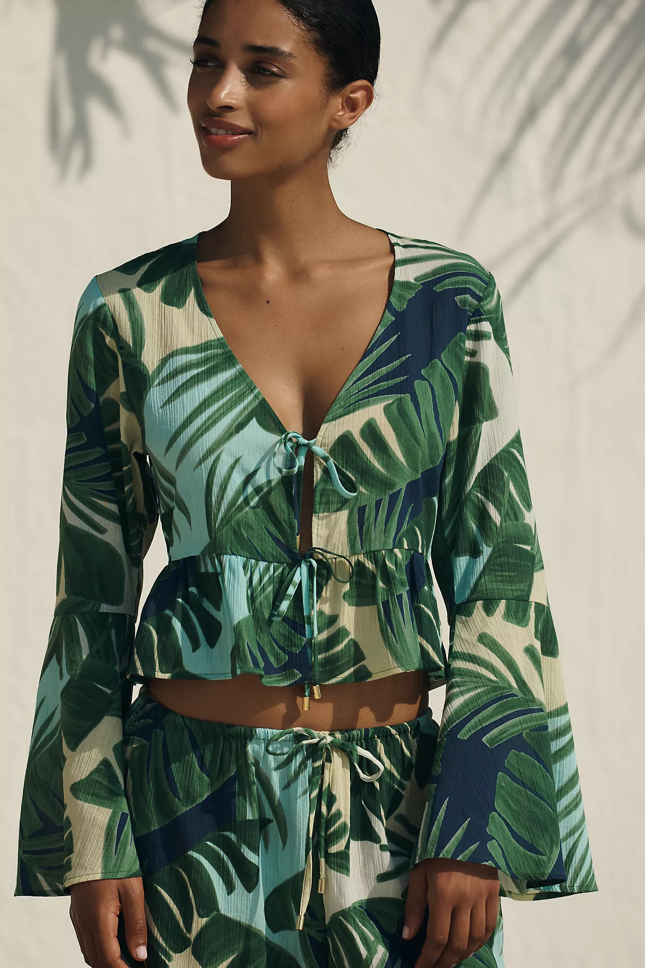 Sanctuary Ruffle Tie-Front Cover-Up Top | Anthropologie (US)