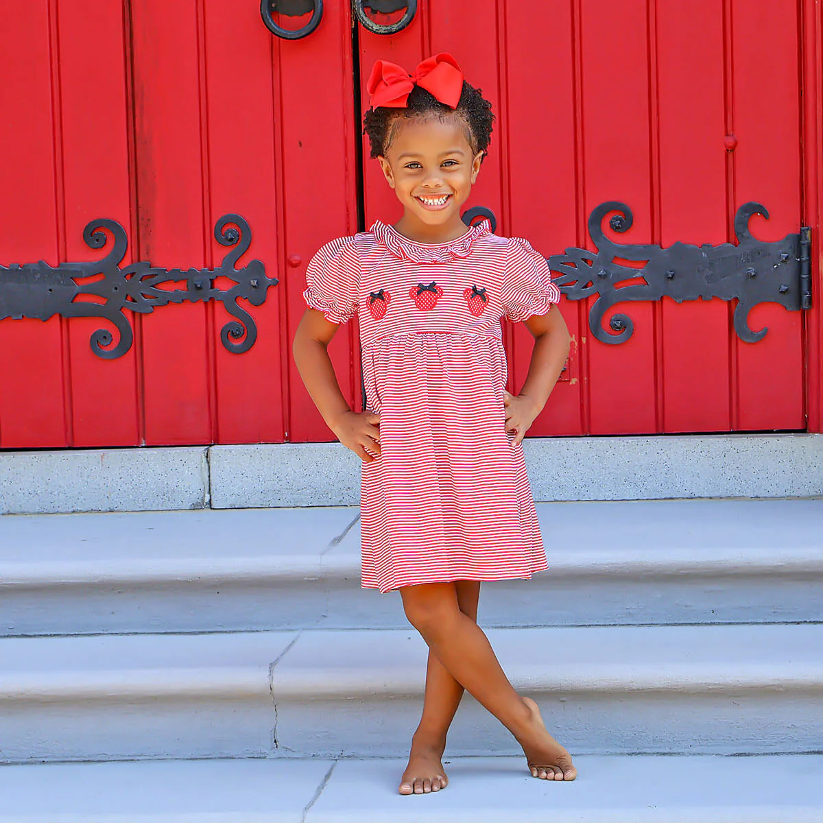 Mouse Ears Red Stripe Ruffle Collared Dress | Classic Whimsy