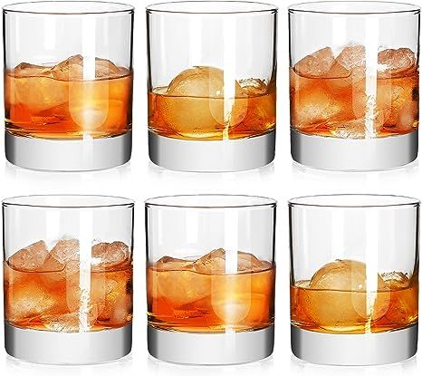 Rock Style Old Fashioned Whiskey Glasses 11 Ounce, Short Glasses For Camping/Party,Set Of 6 | Amazon (US)