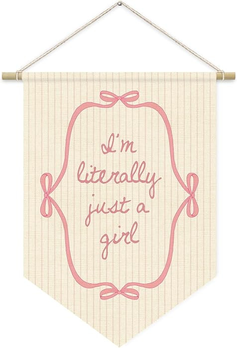 Trendy Pink Bow Banner, Coquette Preppy Aesthetic Wall Hanging Pennant Flag Decor, Preppy Decor f... | Amazon (US)