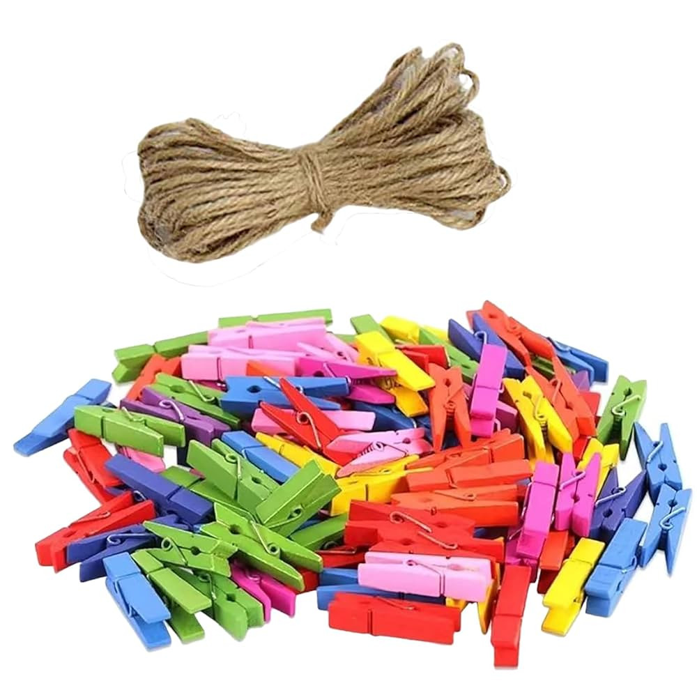 100 pcs Sturdy Colored Wooden Mini Small Tiny clothespins for Dry Laundry on Clothesline, Bag Cli... | Amazon (US)