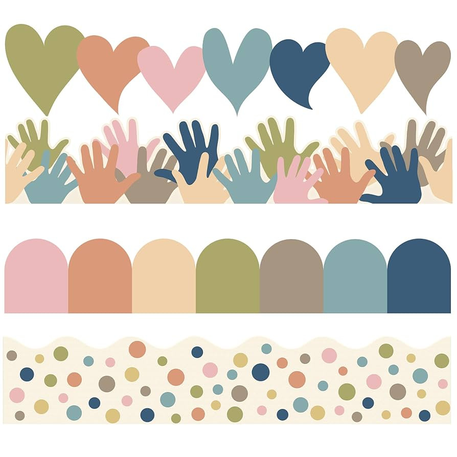 Boho Bulletin Board Borders Classroom Colorful Border Stickers Boho Die-Cut Border Trims Bulletin... | Amazon (US)