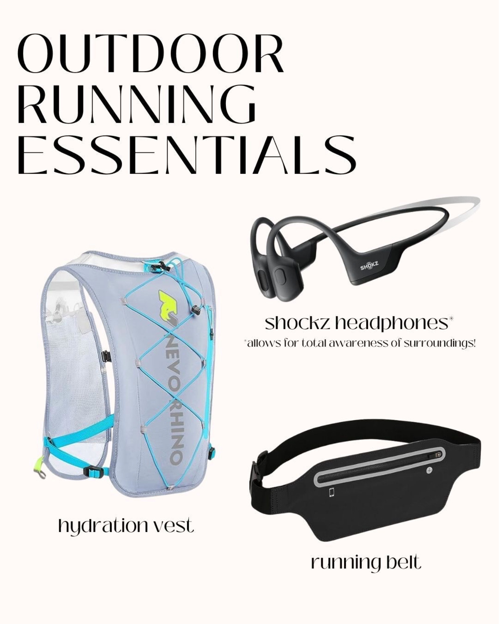 outdoor running essentials. hydration vest. running belt. shockz headphones. outdoor headphones. running headphones. exercise belt. bone conduction headphones. water best. hiking. running. 

#LTKfindsunder100 #LTKfitness #LTKGiftGuide