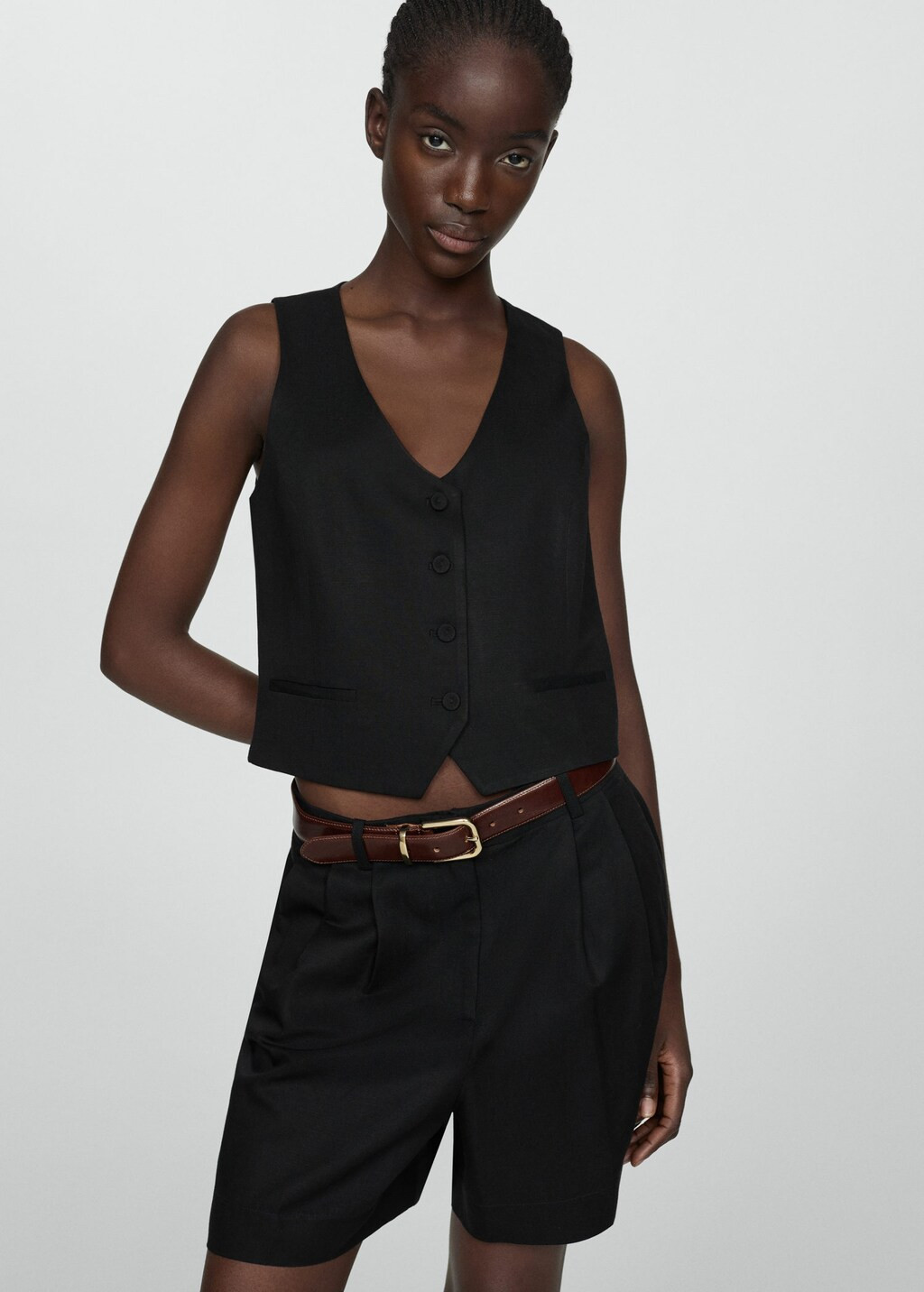 Linen-blend bermuda plated shorts -  Women | Mango USA | MANGO (US)