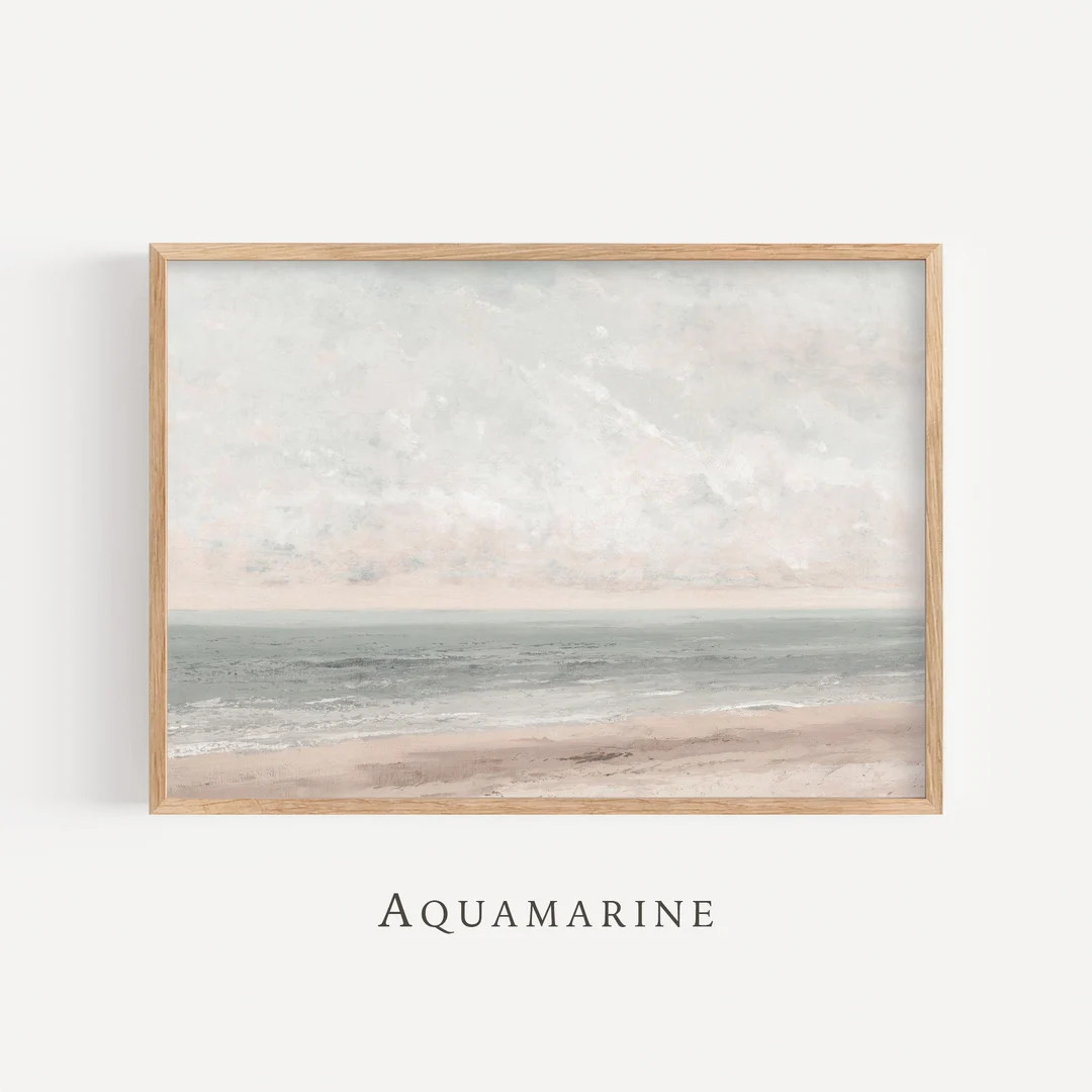 Minimalist Beach Painting, Muted Landscape Print, Beach House Wall Art, Coastal Wall Art, Neutral... | Etsy (US)