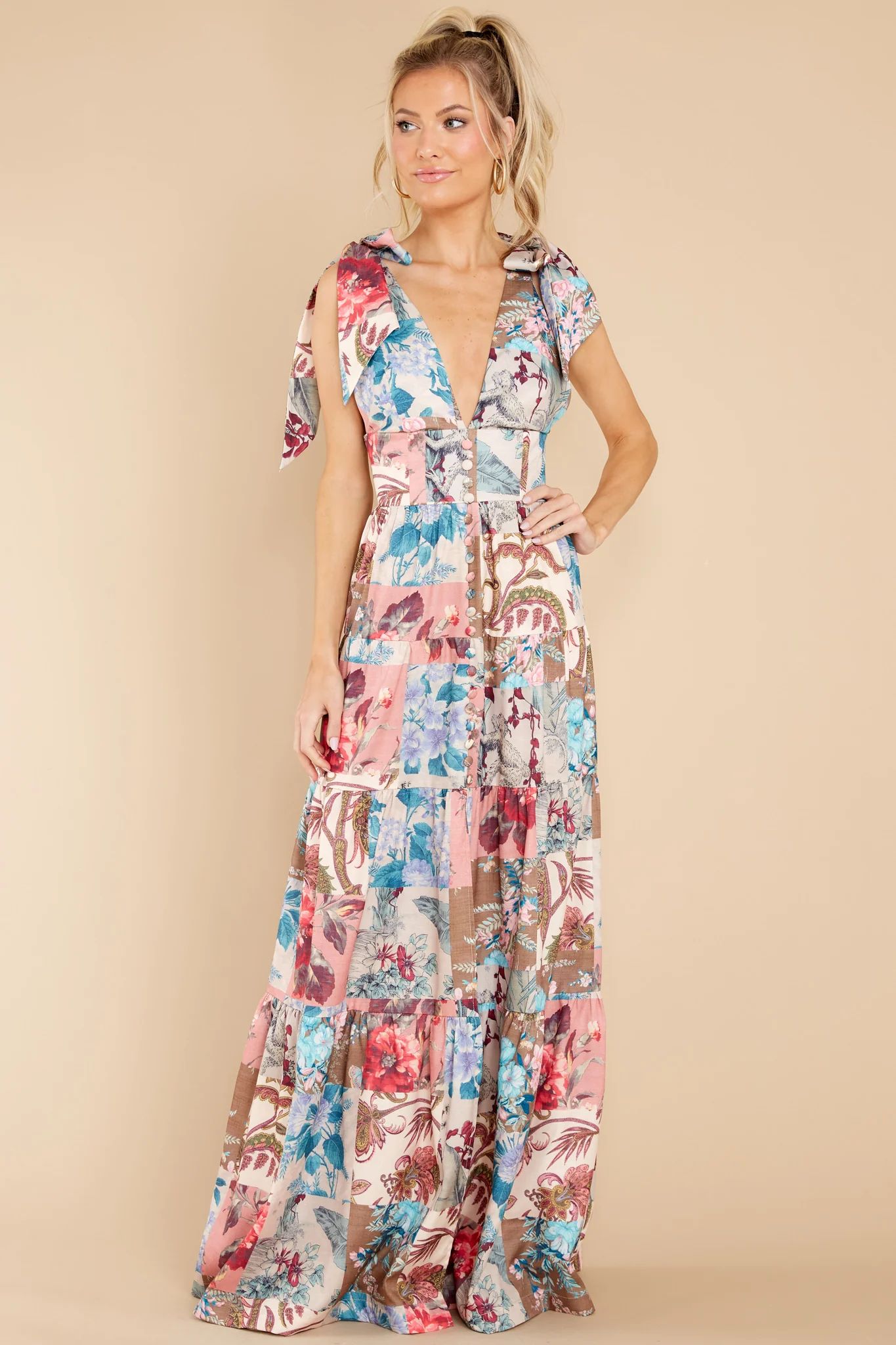 Wildly Magical Ivory Multi Print Maxi Dress | Red Dress 